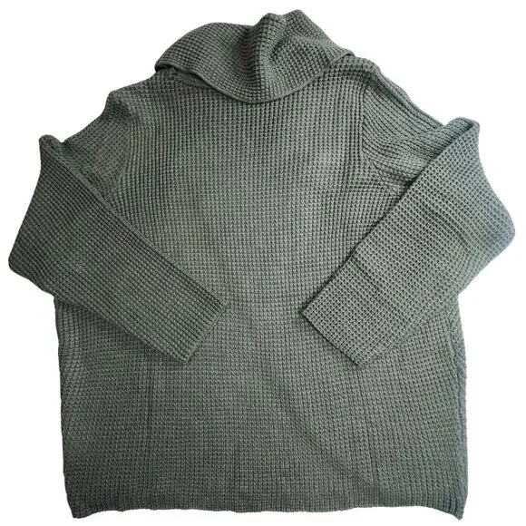Kate & Sam Sweater Women XXL Olive Green Cowlneck Athleisure Wrap Minimalist Top - Picture 2 of 13